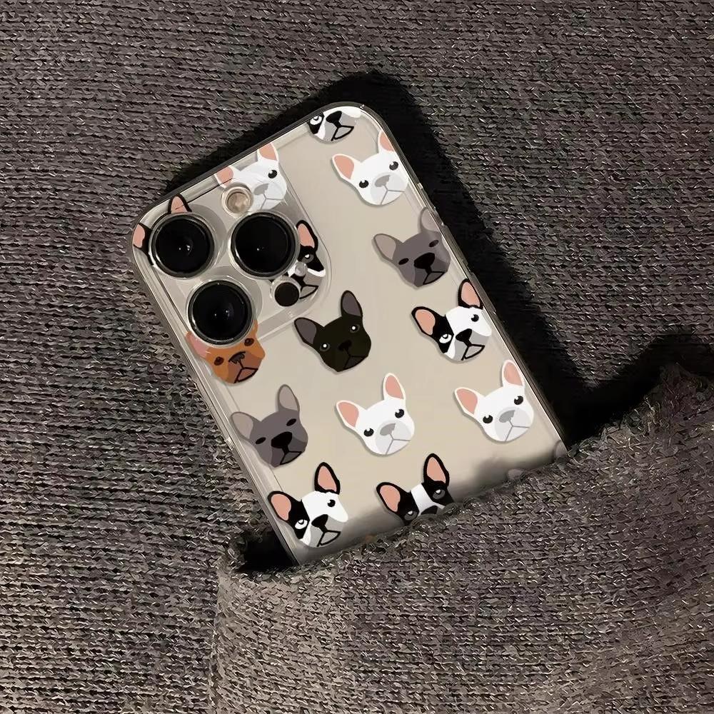 Süßes Französische Bulldogge Hundegesicht Muster Design Schutzhülle für iPhone 17 16 15 14 13 12 11 16E Serie Pro Max Plus