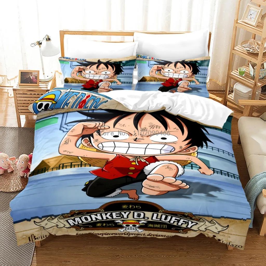 Hot Sell One Piece Bedding Set Quilt Cover Luffy Pillowcase Cartoon Anime Duvet Cover Bedding Suit Christmas Gift For Kids
