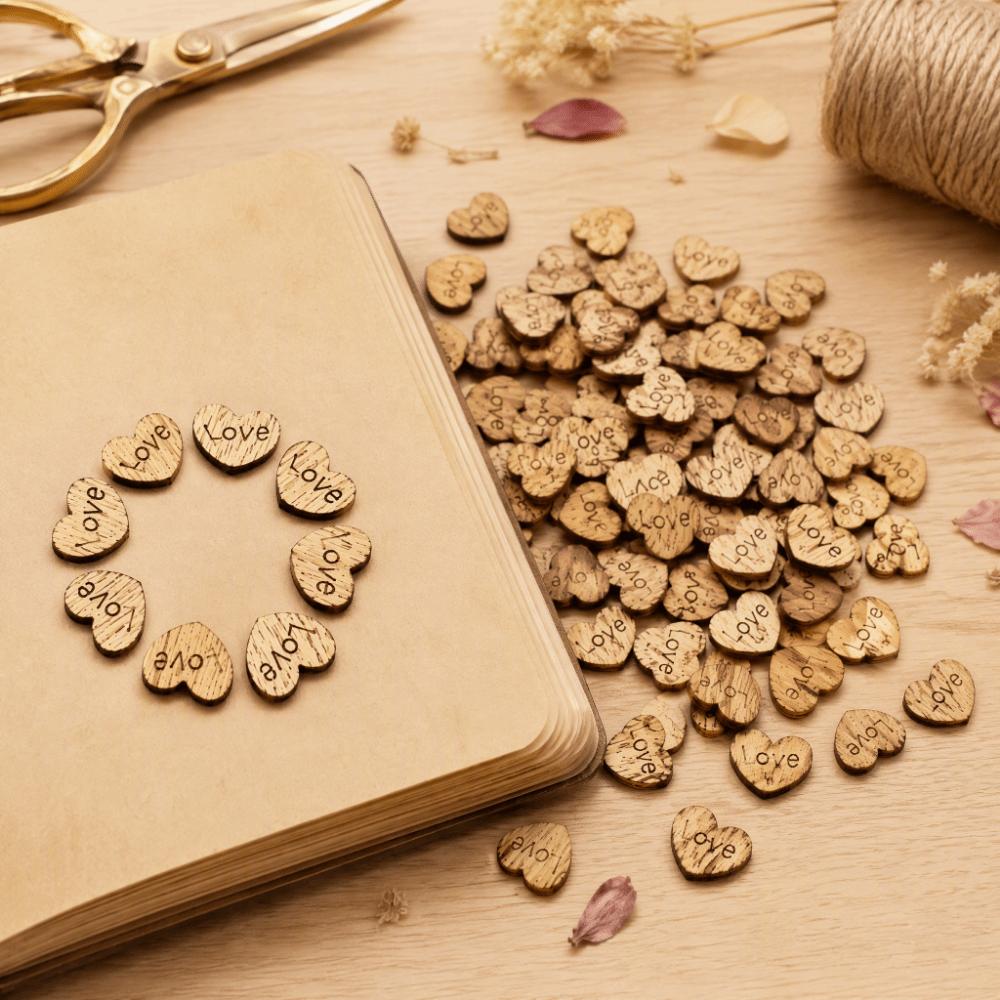 1000pcs DIY Craft Wooden Heart Confetti Natural Wood Wooden Heart Decoration For Party Supplies