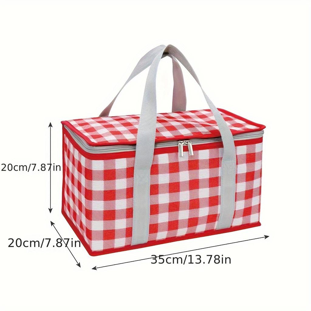 Outdoor Use portable thickened Insulated handbagstudent spring outing travel camping large capacity checkered picnic bag