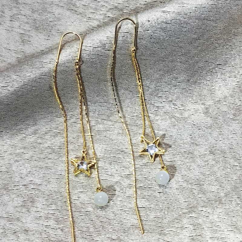 Koreanischer Stil 925 Silber Schmetterling & Quaste Ohrringe mit Zirkonia, Strass und Perlen Akzenten für Herbst/Winter.