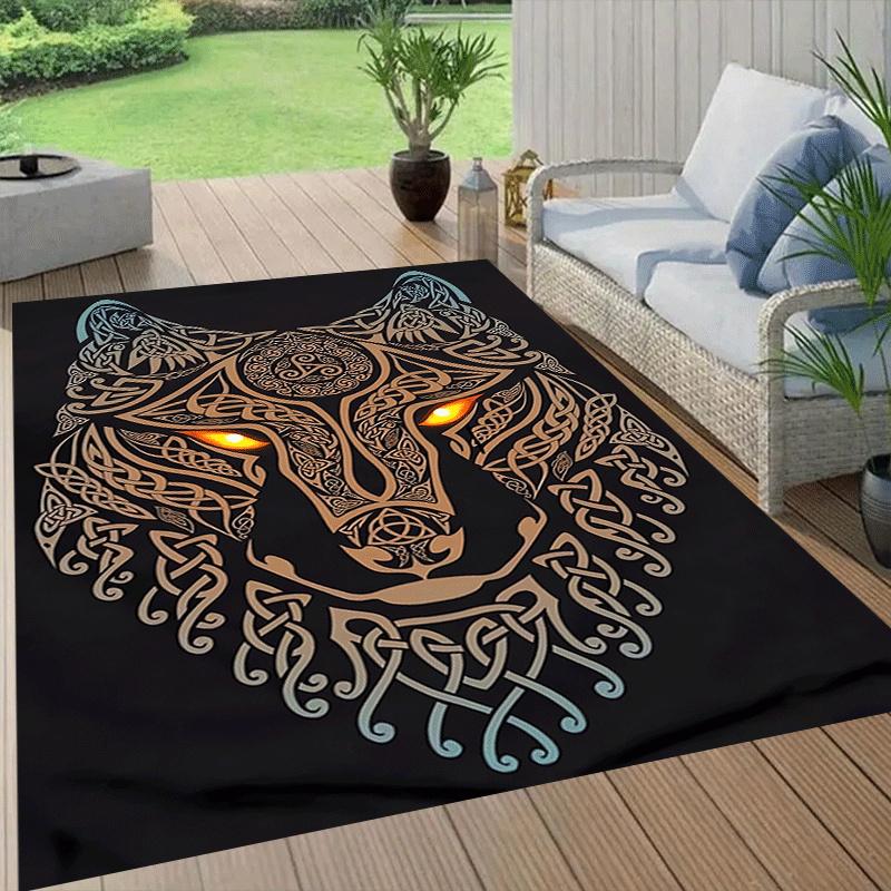 1pc Wolf Totem Print, Design Indoor Area Rug - Soft, Anti-Slip, and Durable Gaming Room Decor for Bedroom, Living Room