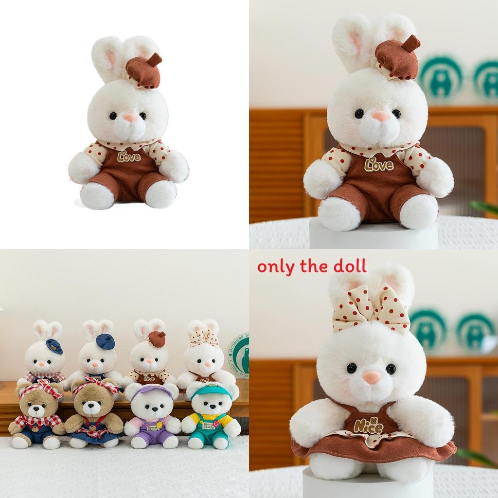Rabbit Plush Doll With Checkered Clothes And Hat Decorations For Children And Adults