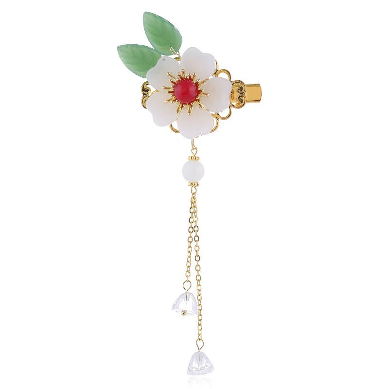 Handgefertigte glasierte Blumenspange Feen-Schritt Fransen Haaraccessoires Hanfu vielseitige Kante Clip mit Accessoires