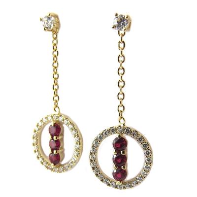 [P1948] - Gold Plated Earrings 'Scarlett' Ruby ​​white Gold