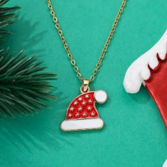 Cross-border Christmas Wish Tree Snowman Reindeer Bells Necklace