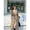 Womens Khaki Trench Coat Mid-Length 2026 Loose Fit British Style Double-Breasted Outerwear With Waist Tie