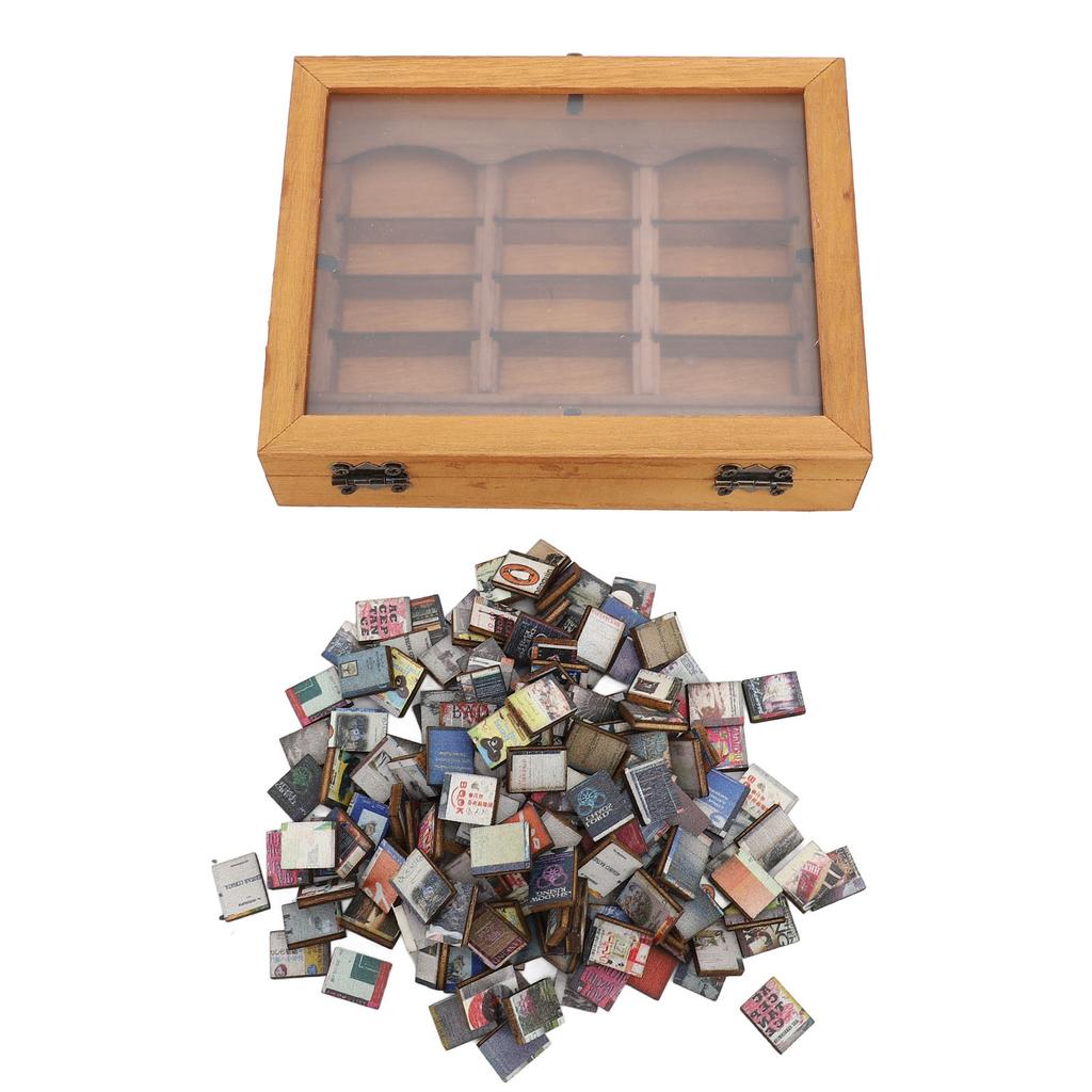 Miniature Book Boxes Display Case Cabinet Anxiety Relief Books Shaking Bookshelf Toy for Living