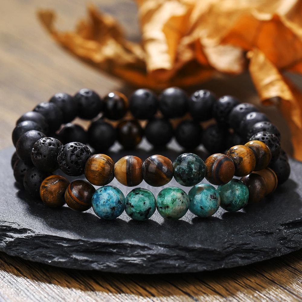 Matte Black Cubic Zirconia Ball & UFO Pendant Braided Bracelet Set