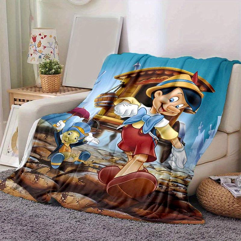 1pc, Pinocchio and Jiminy Cricket Adventure Blanket - Seasonal Decorative Throw for Home, Soft Flannel Throw Blanket - Versatile & Cozy for 100x150cm