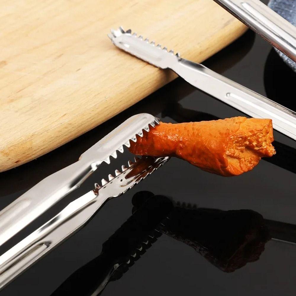 1Pcs 410 Stainless Steel Grill Tongs Non-Slip S/M/L/XL Food Clip Lengthened Multifunctional BBQ Steak Clip Cooking Utensils