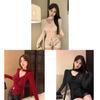 Long Sleeve Spliced Ruffle Flower V Neck T Shirt For Women Spring Slim Fit Top