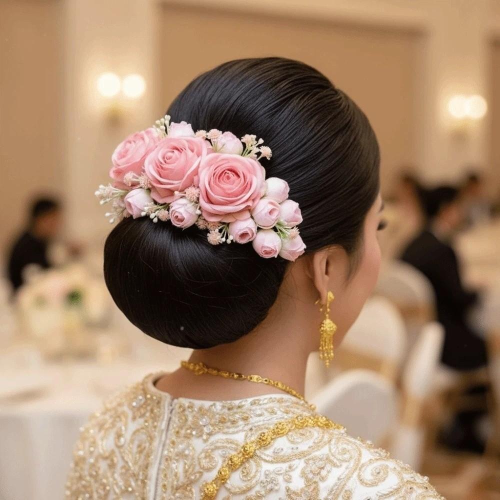 Sweet Flowers Hairpin Rose Chignon Hair Clips Handmade Rose Hair Comb Party