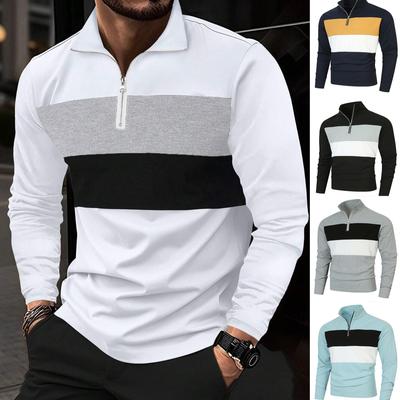 Spring and Autumn Retro Fashion Men's Zipper Lapel Long Sleeve Trend Design Temperament Pullover