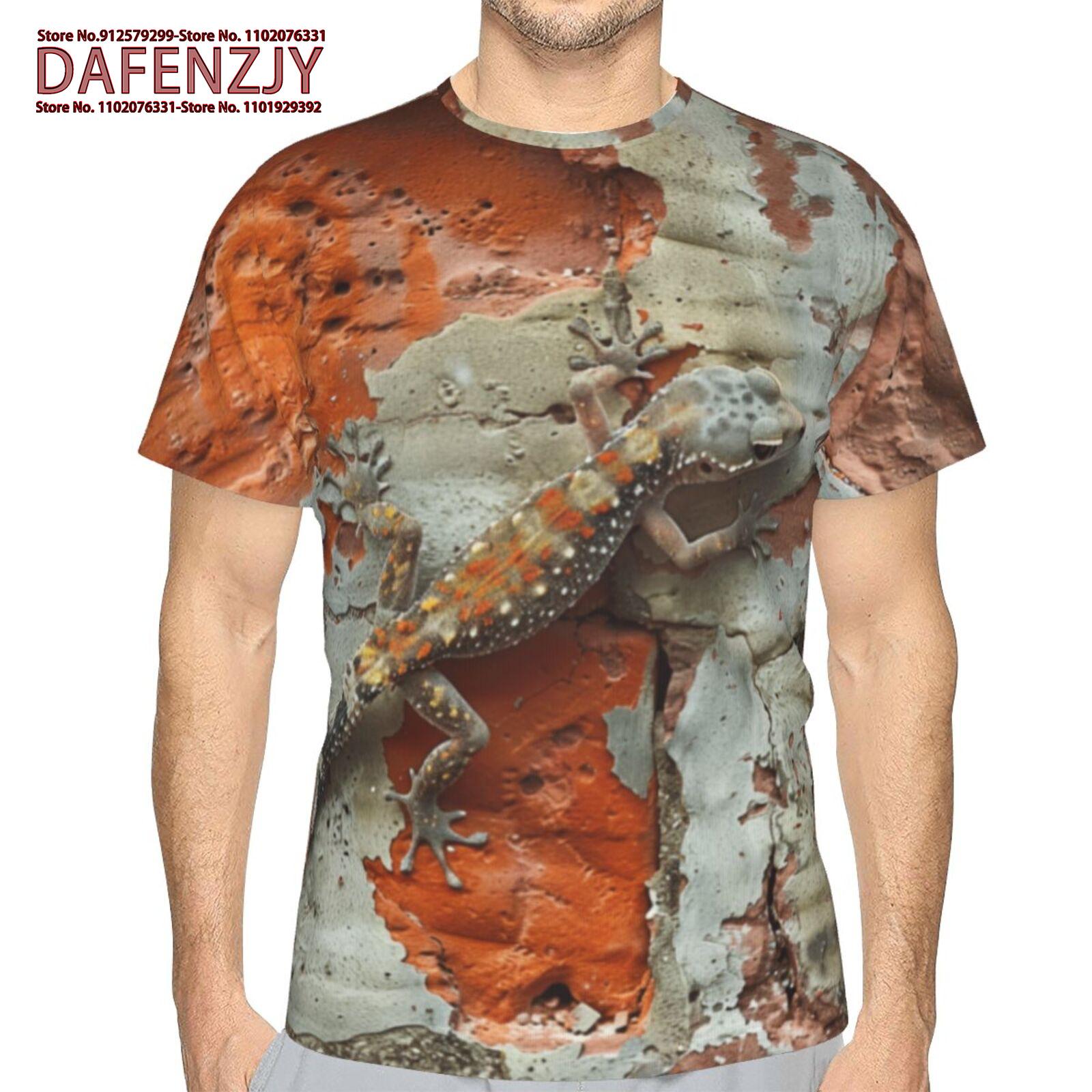 

Модная футболка с принтом ящерицы 3D для мужчин, забавная футболка с рисунком животных, летняя хип-хоп трендовая одежда, повседневные топы с круглым вырезом S синий