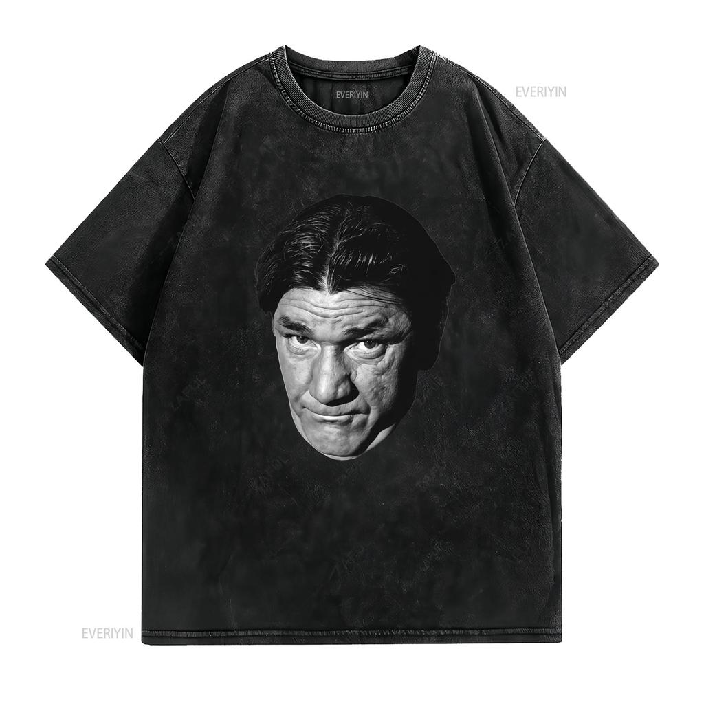 Vintage Black White Funny Classic Comedy Actor Portrait Print Casual T Shirt Vintage Washed Graphic Stretched Streetwear