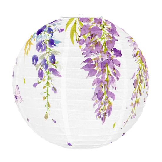 Flower Lantern Purple Wisteria Flower Hanging Decoration Floral Paper Round Lantern for Spring Tea Party Bridal Shower Birthday Decor