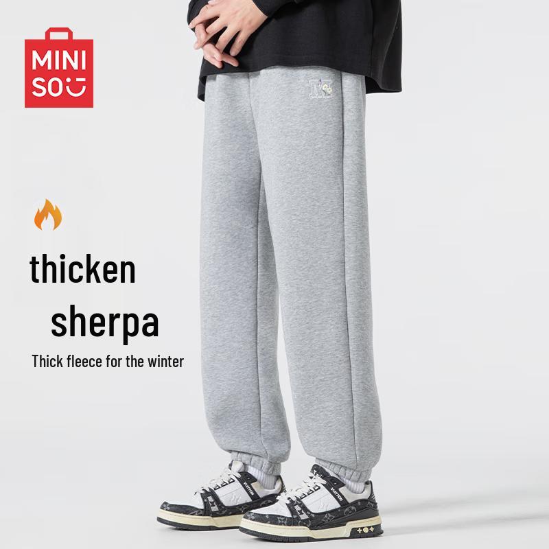 MINISO Men's Sherpa Fleece Lined Winter Casual Jogger Pants