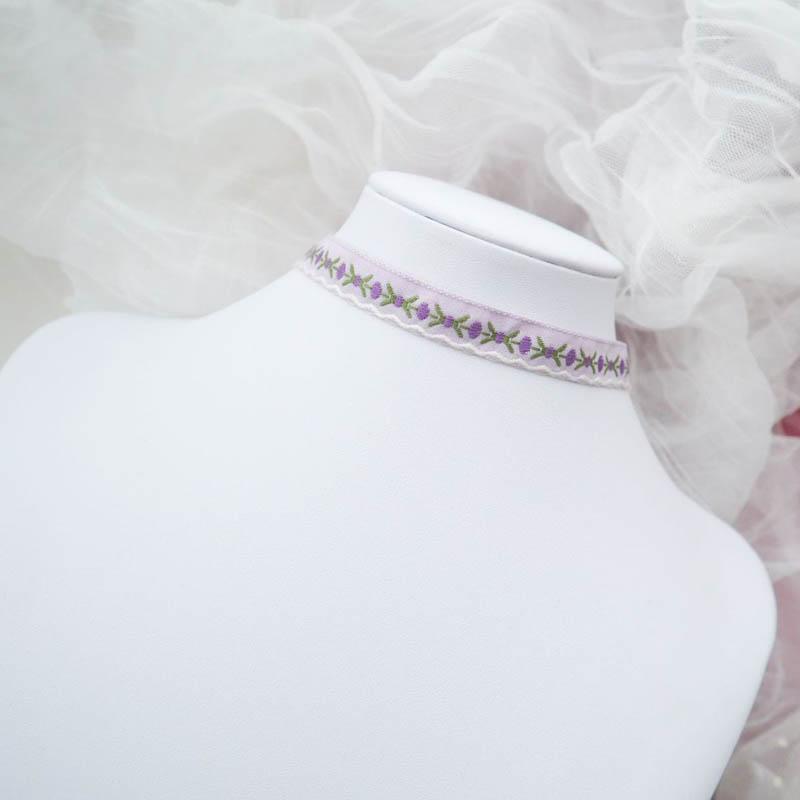 Purple Choker Necklace for Women Fashion Pearl Lace Butterfly Daisy Flower Heart Moon Clavicle Jewelry Accessory Ideal Gift