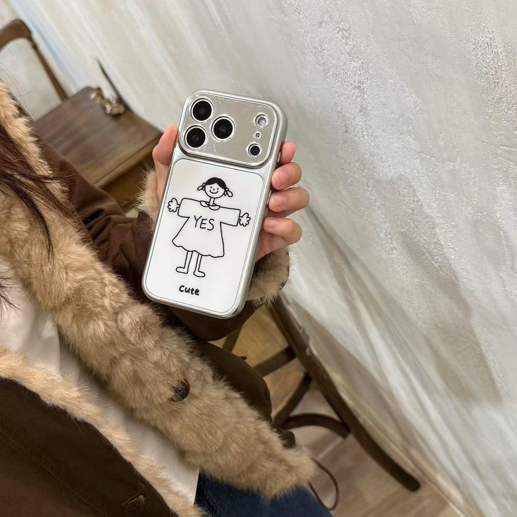 Drawing Couple Boy & Girl iPhone 17/16/15/14 Pro Max Compatible Drop-Proof Phone Case