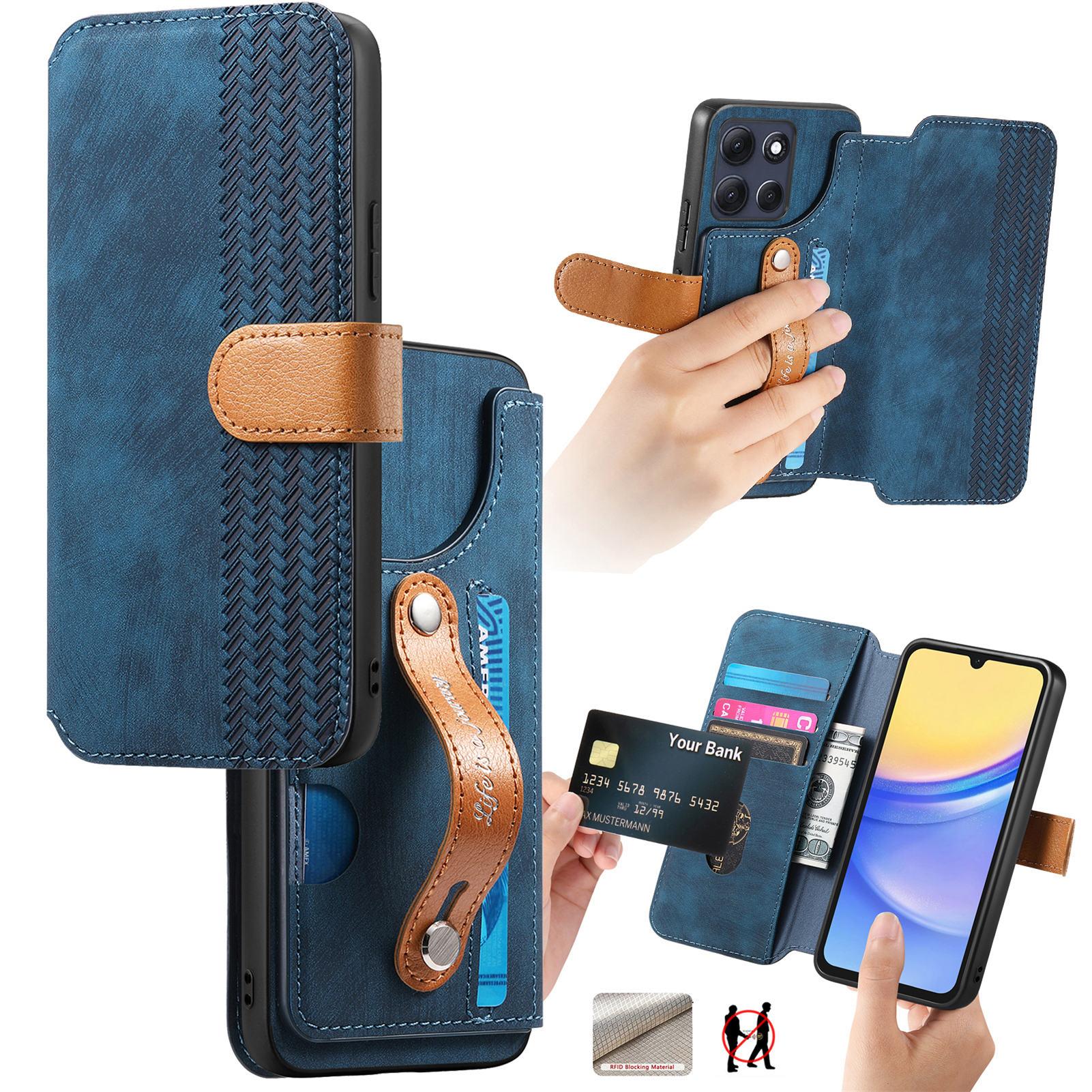 

For Motorola Moto G86 5G Wallet Case Retro Leather Phone Cover with Wristband Kickstand