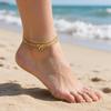 Gold Ankle Bracelets for Women 14k Gold Plated Stainless Steel Waterproof Layered Simple Chain Bow Anklets Set Fashion Jewelry