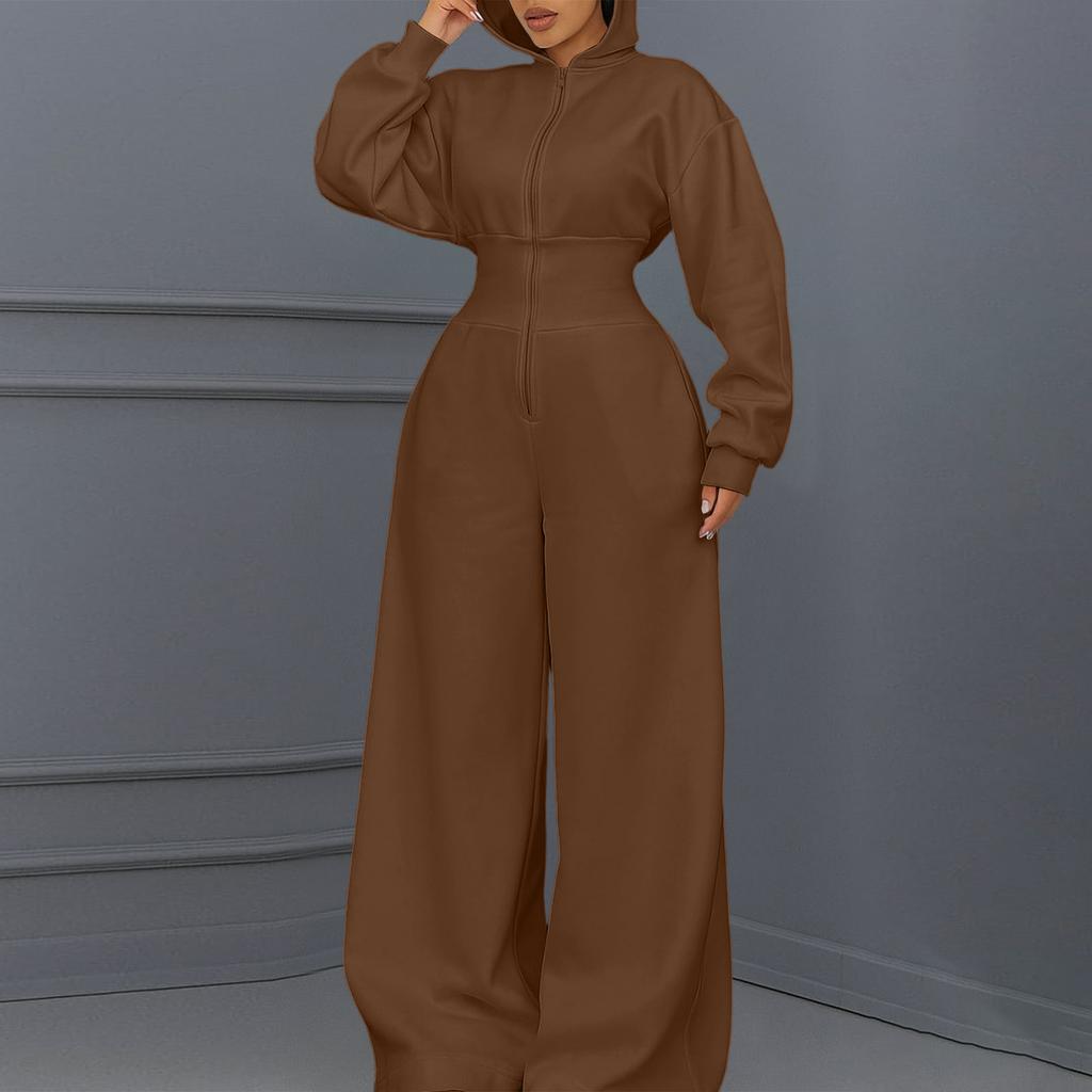 Dámský Ležérní Módní Volný Dlouhý S Dlouhým Rukávem Barevný S Kapucí Kombinéza