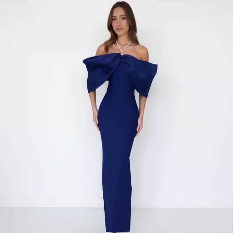 

Women s Rhinestone One-Shoulder Halter Neck Bodycon Party Dress Extra Large темно-синього кольору