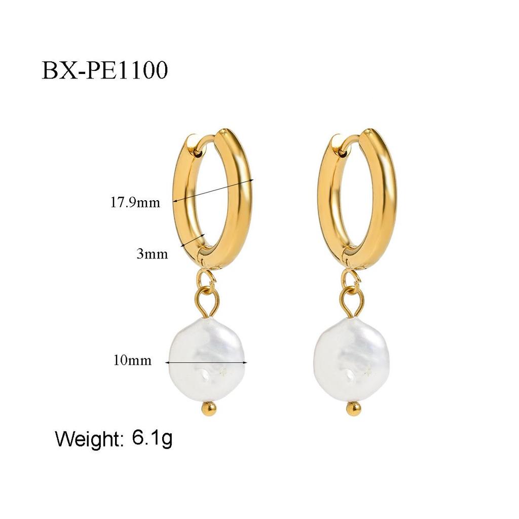 Baroque Pearl Titanium Steel 18K Ear Cuffs - Stylish, Durable, Won’t Fade