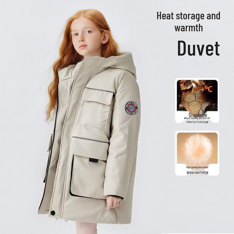 Macaron Kids  Thickened Mid-Length Winter Down Jacket 160