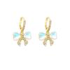 Elegant High-End Laser Bow Earrings with S925 Silver Needle and Sparkling Diamonds