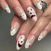 24Pcs French Almond False Nails Pink Stiletto Press On Nails With White Edge Design And Glue Simple Wearable Nail Tips
