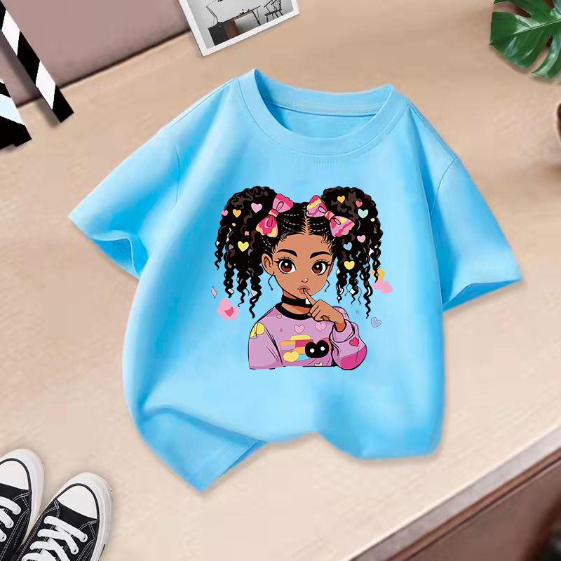 Girls' Cartoon Print Casual Round Neck Short-Sleeve T-Shirt - Summer Collection