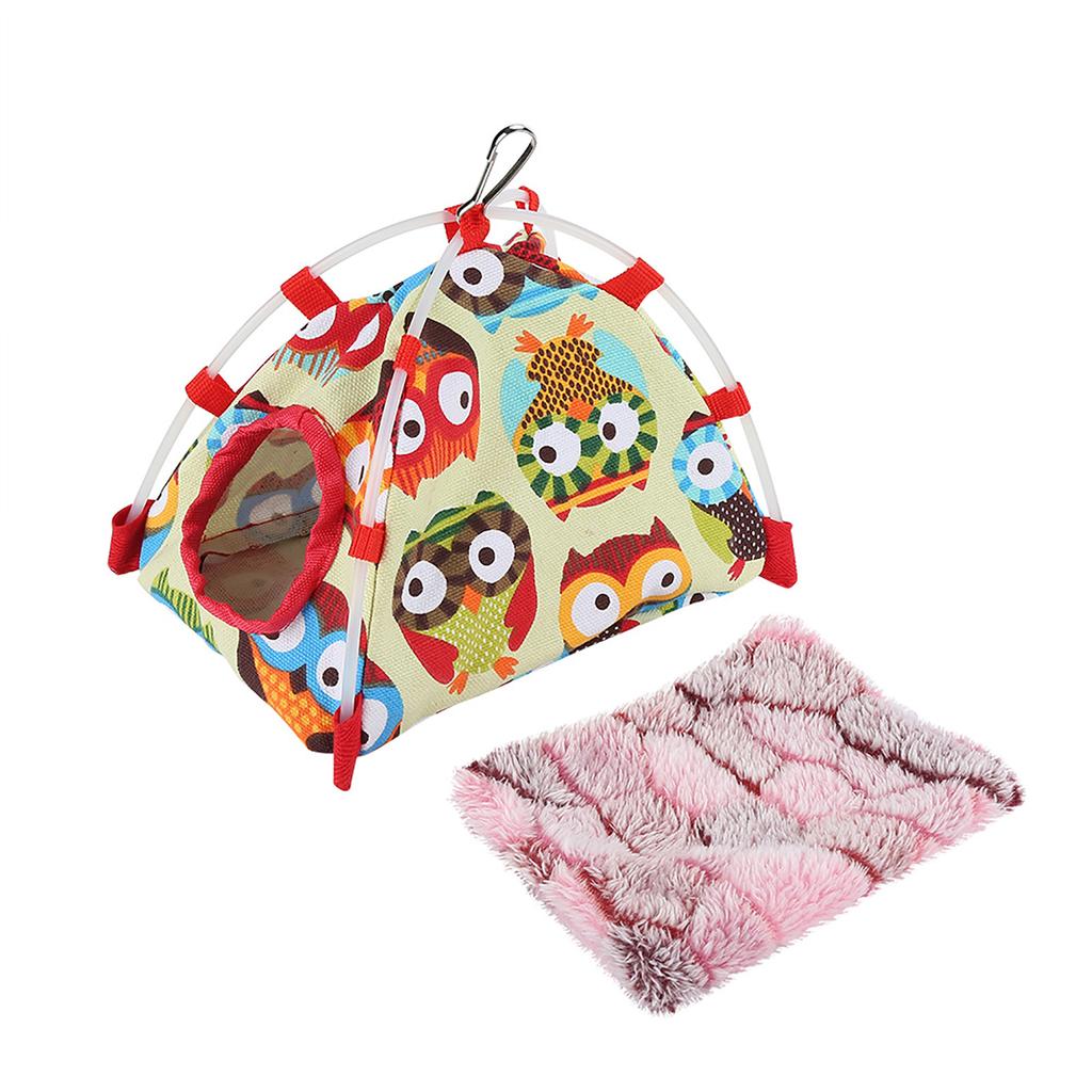 Windproof Warm Snuggle Hut Cage Bed Cave for Pet Bird (Owl S)