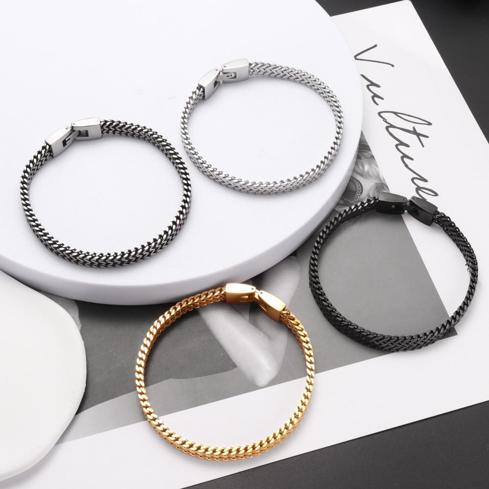 New Trendy Cuban Chain Bracelet for Men Hip-Hop Metal Bracelets Buckle Chains Bracelet Gifts Accessories Jewelry 2024 Jewelry