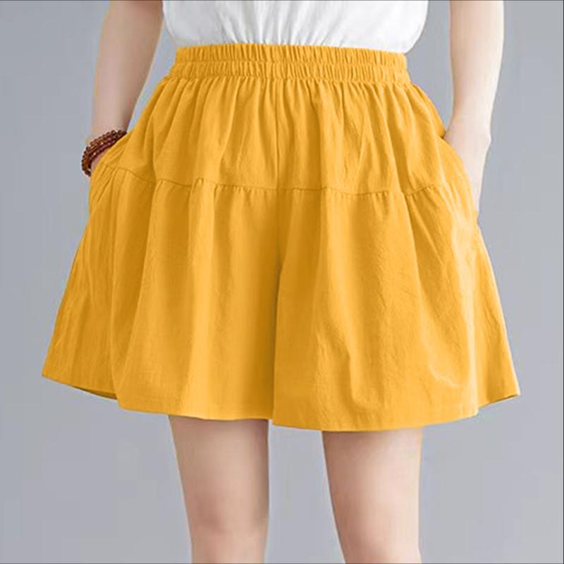 

ZANZEA Women Loose Casual Solid Color Summer Short Pants S жёлтый