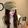 Retro Flat Top Beret For Ladies With Adjustable Fit And Sun Protection In Polyester Fabric For Autumn Wear