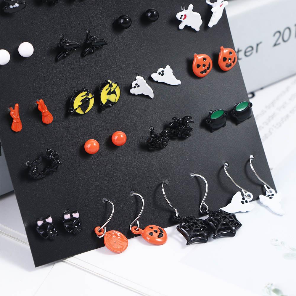 For Girls Ghost Pumpkin Bat Korean Dangle Earrings Halloween Drop Earrings Women Stud Earrings