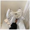 2024 New Fashion Small Shoulder Bag Women Stylish Crossbody Bag With Cute Pleats And Lovely Bow Pearl Handbag In White