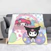 Kawaii Kuromi Anime Blanket Coral Fleece Plush  Winter  Multi-function Super Soft Throw Blankets for Home Office Bedspreads