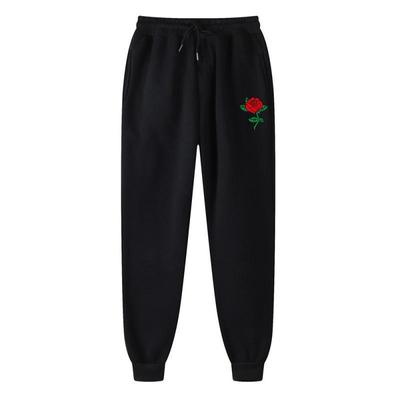 Frauen Hosen Frauen Jogger Jogginghose Bodybuilding Hosen Damen Mode Casual Hose Rose Print Harajuku Streetwear Lange Hosen Sportswear