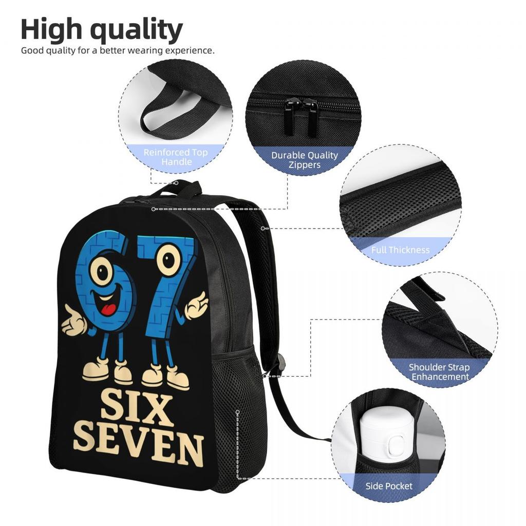 67 Six Seven 6-7 Funny Italian Brainrot Children Backpack for Girls Boys Kids Backpacks Cute Preschool Child School Bags