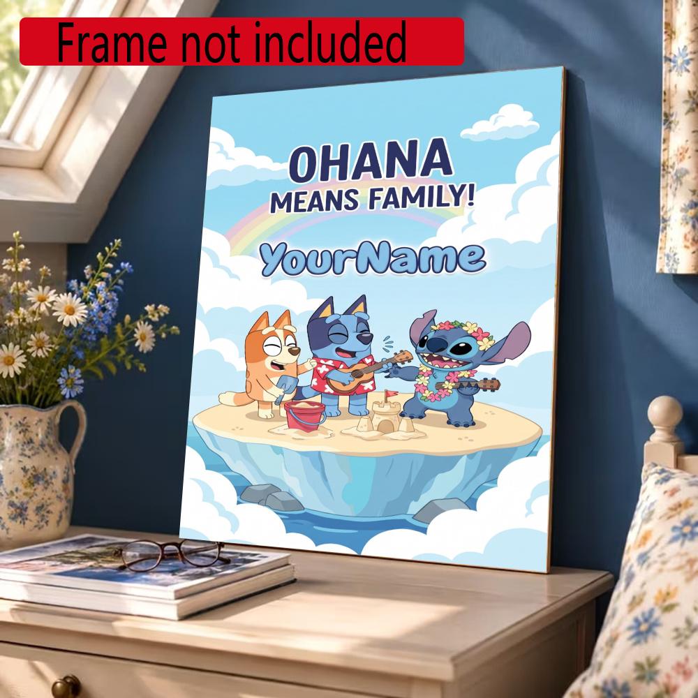 Bluey Customize Your Name Diamond Painting Round Diamond Diy Frameless Holiday Artwork Suitable For Home Office Wall Decoration