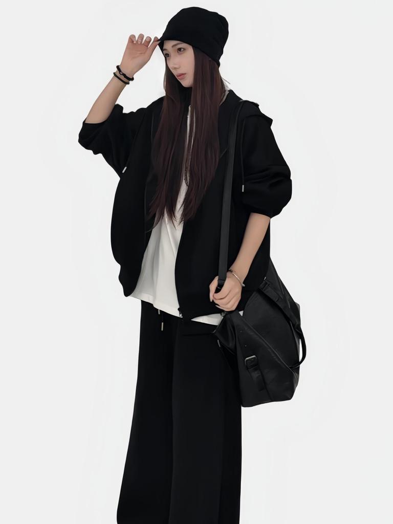 Unisex Heavyweight Trendy Sports Hoodie & Sweatshirt Two-Piece Set for Autumn
