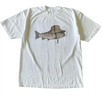 T-shirt Unisexe Graphique Poisson Truite Fumeur Vintage Cadeau Tshirt