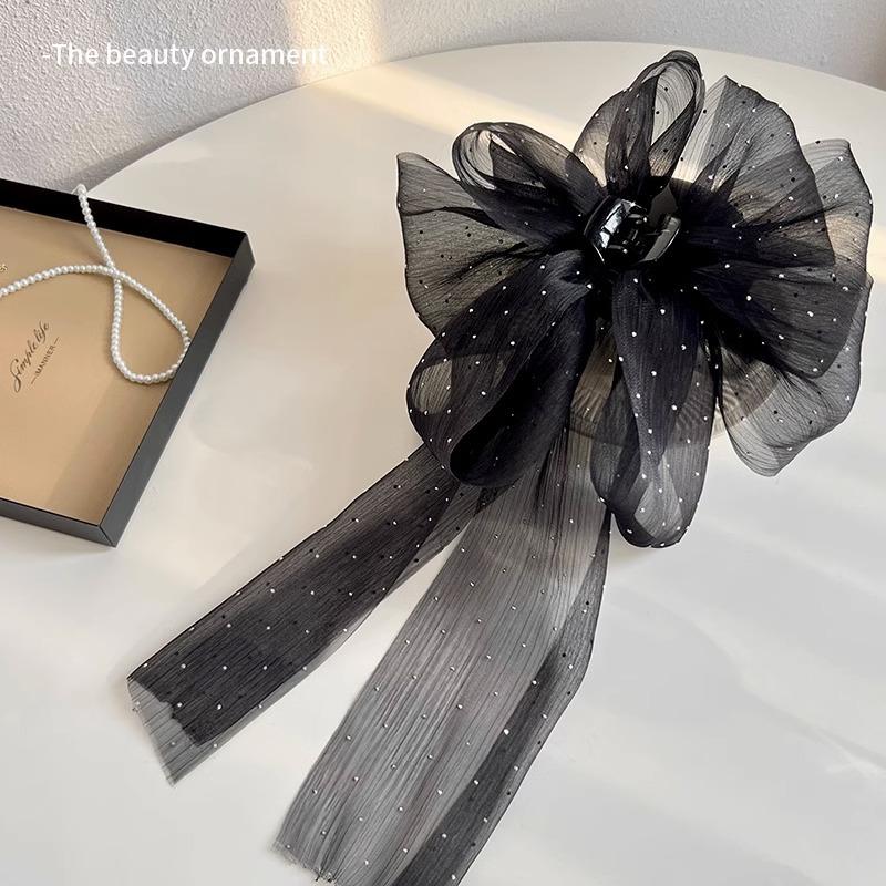 

Large Bow Hair Claw Clip New Hairpin For Women Korean Sweet Ponytail Hair Crabs Hair Clip Girls Ribbon Non-Slip Hair Accessories чёрный