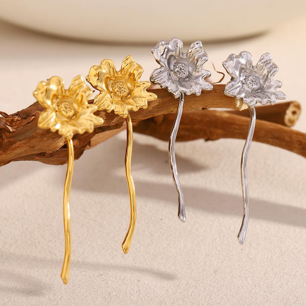 MamacitaSlay Creative 316L Stainless Steel Flower Earrings Party Waterproof Jewelry Women's Elegant High Quality Earrings Gift