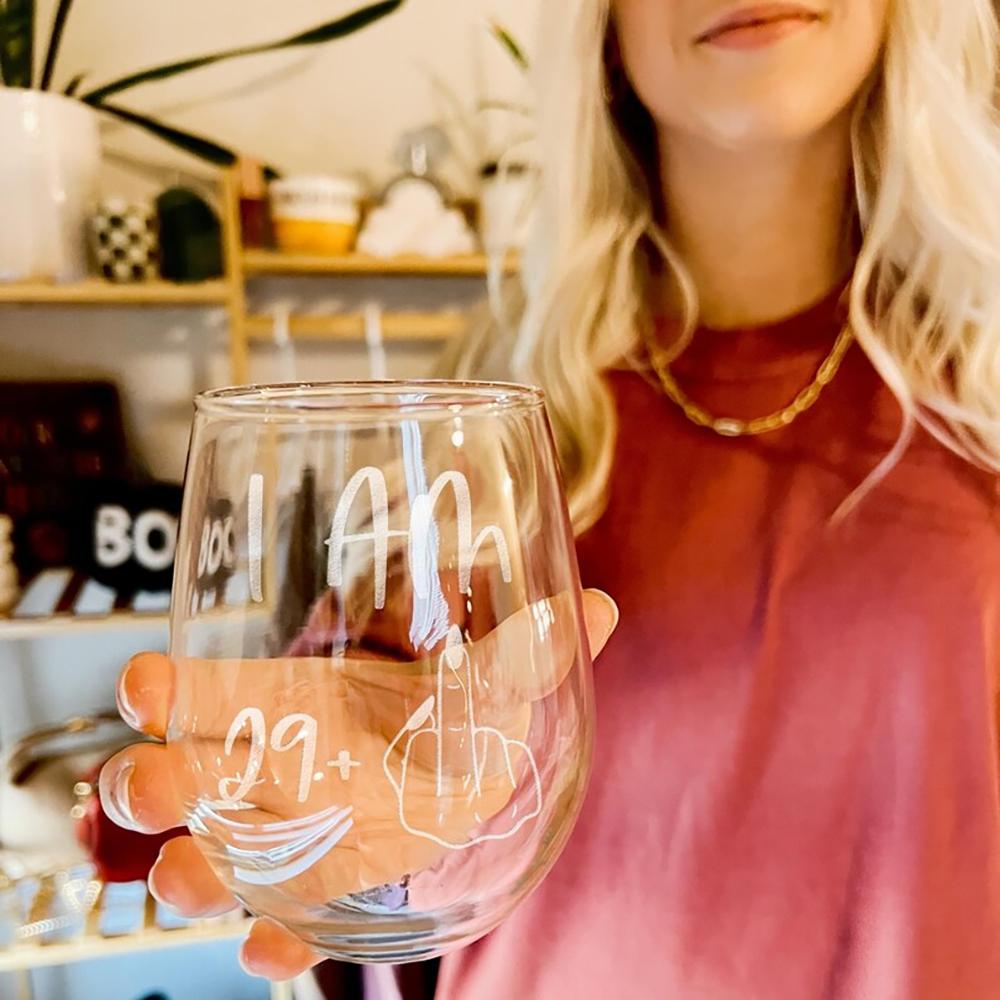 "I'm 29 Plus" Funny 30th Birthday Stemless Wine Glass 30th Birthday Party Table Decor Accessories Favor Supplies Gift for Women