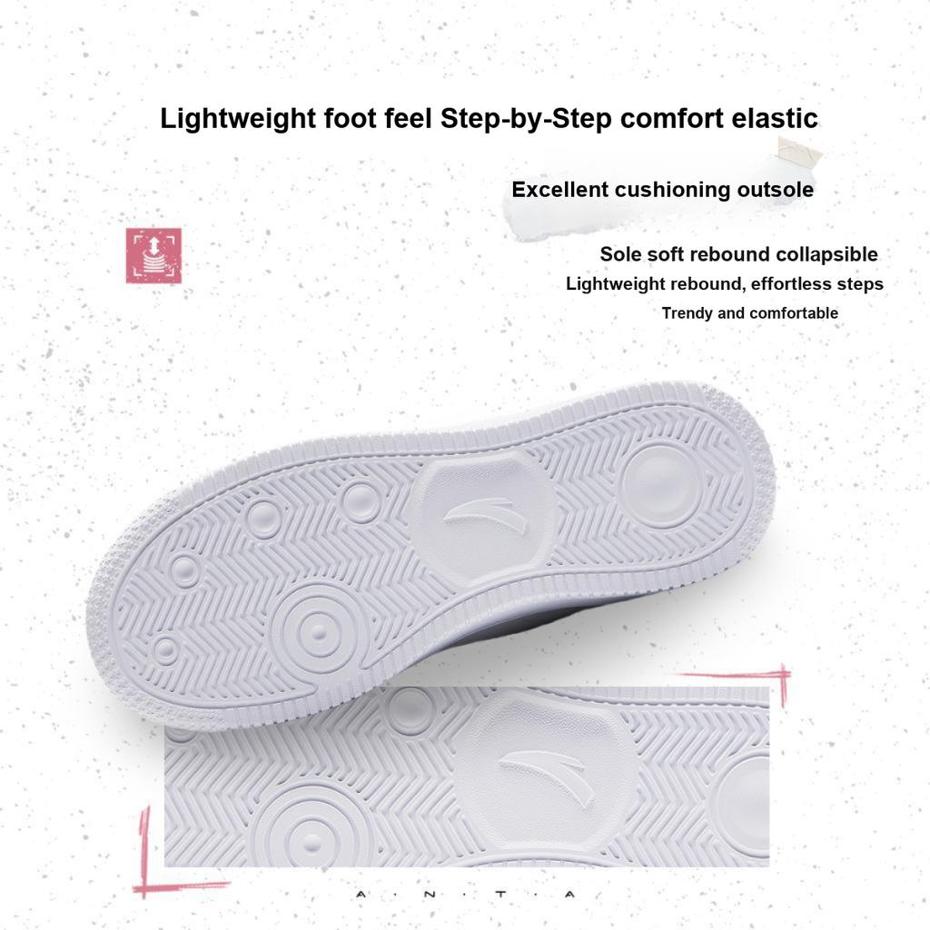 Anta Fashionable Comfortable Wear-Resistant Lightweight Shock-Absorbing Non-Slip Low-Top Kids Skate Shoes Kids sneaker White Black Pink A22448088-1