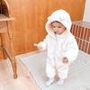 KAKELO Furry Fleece Romper with Bear Ears Baby Kids Outerwear Room Wear [KAKELO] All-in-One (80 Size, 01.Natural)